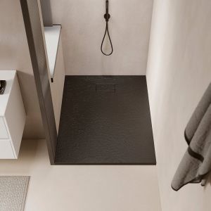 Receveur de douche 90 x 120 cm extra plat PIATTO en SoliCast® surface ardoisée noir