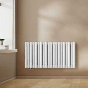 EMKE Radiateur eau chaude en acier Tube Rond Radiateur Mural Blanc 60x120cm 1533W Double Couche