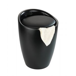 Coffre à linge & tabouret Candy noir mat