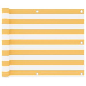 Écran de balcon brise pare vue protection confidentialité 75 x 300 cm tissu oxford blanc et jaune 02_0010078