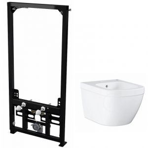 Alca Pack Bâti support pour bidet suspendu + Bidet suspendu Grohe, blanc alpin (SetBidetGrohe-1)