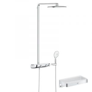 Colonne de douche thermostatique Rainshower System SmartControl Mono 360 Blanc/chrom&eacute; + Panier douche Start Cube