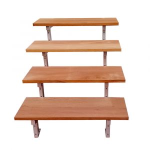 Escalier en acier BALI, 4 marches en bois exotique Bangkirai, Hauteur 71 cm - L 60 cm