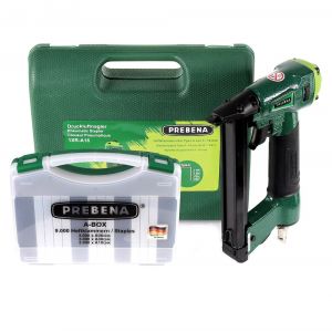 Prebena 1XR-A16 Agrafeuse pneumatique avec Coffret de transport + A-BOX 9.000 Agrafes