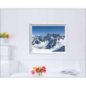 Sticker Fenêtre 3D Glacier Neige Montagne 60x75cm - Déco Trompe l'oeil Magnifique pour Maison et Bureau