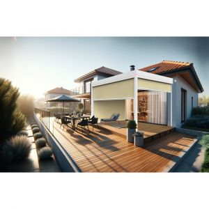 Coffre à coulisses pour pergola HELY 4,00x2,50m (Ecru - Blanc)