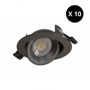 SOLUM - Pack de 10 Spots extra plats STELLA SD Noir, orientable, CTT face arrière - S0360590D