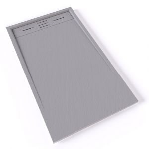 HIEMAL Receveur de douche 70 x 120 cm résine Gris aspect ardoise + bonde incluse - Salle de bain