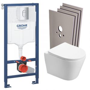 Grohe Pack WC Rapid SL + WC Swiss Aqua Technologies Infinitio sans bride + Plaque Arena chrome + Set d'habillage (ArenaInfinitio-sabo)