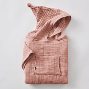 Poncho enfant mixte 2/5 ans Gaze de coton unie GAIA Rose pêche
