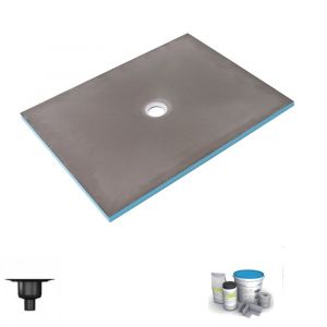 Receveur de douche à carreler 150 x 100 WEDI Fundo Primo rectangle écoulement centré + bonde verticale + kit d'étanchéité