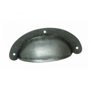 Poignée de porte coquille - Zamak - Vieux fer - Entraxe 70mm