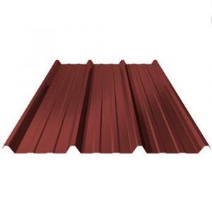 Plaque nervur&eacute;e - Acier - Rouge RAL 8012 - 0.5mm - 3x1.05m