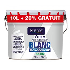 Peinture XTREM - Monocouche - Blanc - Satin - 10L+20%