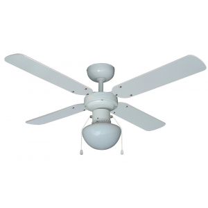 Luminaire et ventilateur de plafond design rétro - Chêne - Blanc