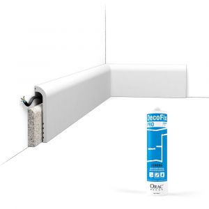 Pack 10 m&egrave;tres Plinthe de r&eacute;novation SX185 avec colle - Orac x Cimaises-et-plus - 12x2,5x200cm (h x p x L) - surplinthe d&eacute;corative polym&egrave;re