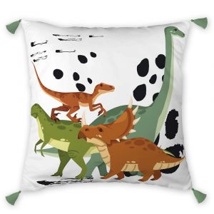 Coussin déhoussable avec pompons 40 x 40 cm CRETACE