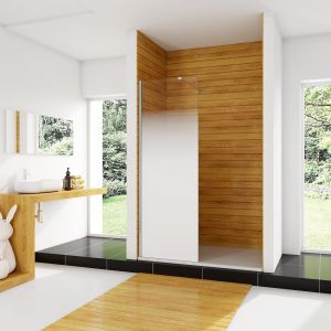 AICA paroi de douche &agrave; l'italienne 70x200cm Mod&egrave;le Brume, avec barre de stabilisation 90cm Paroi lat&eacute;rale fixe en 8mm verre de s&eacute;curit&eacute;