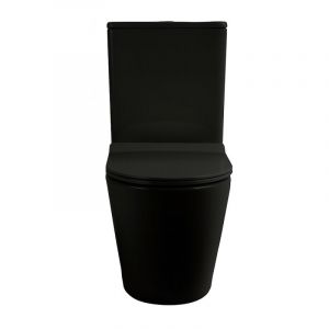 Ceramia WC &agrave; poser sans bride c&eacute;ramique + abattant SoftClose + r&eacute;servoir de chasse, alimentation par le bas, noir (CEPX030RREXVPBKMBI)