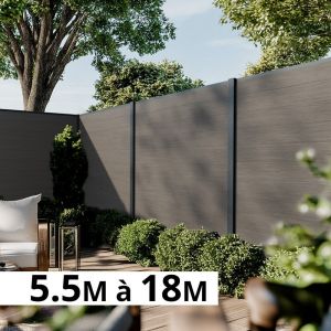 Kit clôture composite poteau à sceller - CRUZ Argent H-1,8m