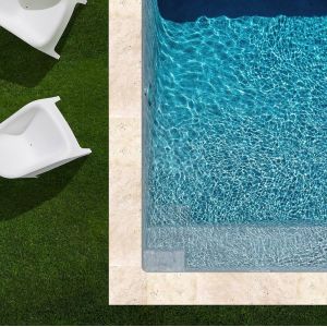 KIT COMPLET  Margelles pour piscine 8x4m en Travertin Beige Light (+ colle, joint, hydrofuge ...)