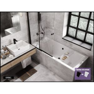 Baignoire Droite sans Tablier - 155 x 70 cm - QUADRO SANS TABLIER - REPOSE-T&Ecirc;TE OFFERT