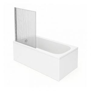 Baignoire droite Oberon quaryl 160 x 75 cm + Pare bain gauche AURYS Raywall chrom&eacute;