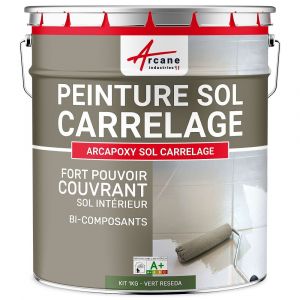 Peinture Sol Carrelage - Résine Carrelage  - ARCAPOXY SOL CARRELAGE - Vert Réséda - RAL 6011 - 1 kg (jusqu'à 5 m² en 2 couches) - ARCANE INDUSTRIES