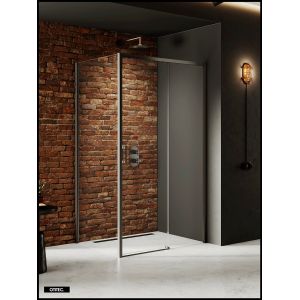 Porte de Douche avec Paroi Latérale (ouverture depuis l'angle) - 100 x 80 x 200 - GUNMETAL - PRIME - DROITE