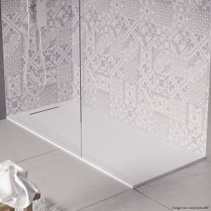 Receveur de douche en pierre naturelle extra plat à poser 90x140cm - blanc - ORIGINE