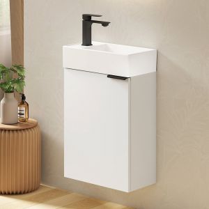 EMKE Meuble de Salle de Bain Suspendu avec Vasque en Céramique, Meuble Vasque Blanc 417x240x646 mm pour Salle de Bains & WC