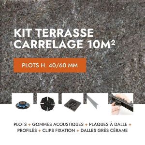 Kit de carrelage terrasse 10m&sup2; - Aspect pierre Quartziti 60x60 cm - Mirage - 40/60 mm
