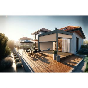 Coffre à coulisses pour pergola HELY 4,00x2,50m (Taupe - Gris anthracite)