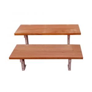 Escalier en acier BALI, 2 marches en bois exotique Bangkirai, Hauteur 37 cm - L 80 cm