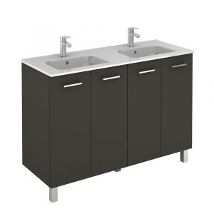 Ensemble meuble (120 cm) SAPHIR SLIM avec portes - Modèle en 4 PORTES - Lg 120 cm - Finition : Blanc brillant