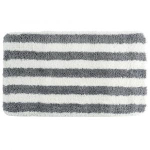 MSV Tapis de bain Microfibre SEAUVILLE 50x80cm Blanc & Gris
