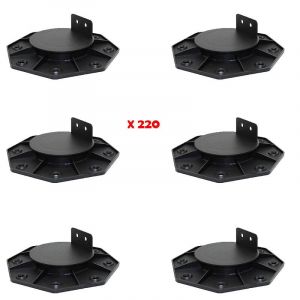 Carton de 220 plots r&eacute;glables 18 &agrave; 30 mm pour terrasse bois et composite Noir, Lot - 220 plots