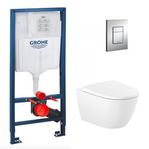 Grohe Pack WC B&acirc;ti-support Rapid SL + Cuvette suspendue Roca + Abattant softclose+ Plaque Chrome (RapidSL-Ona-1)