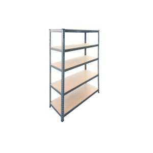 Etagère 5 tablettes Charges lourdes L120xP45xH180 cm Structure Acier verni Plateaux bois Brixo Black 300Kg