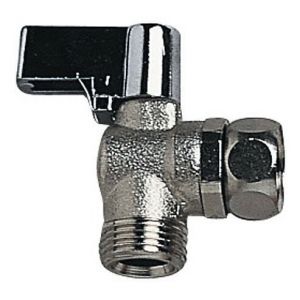 Robinet d'arr&ecirc;t &eacute;querre laiton bross&eacute; chrom&eacute; quart de tour