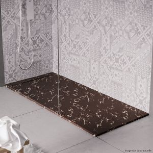 Receveur de douche en pierre naturelle extra plat à poser 90x140cm - marron marbre - ORIGINE