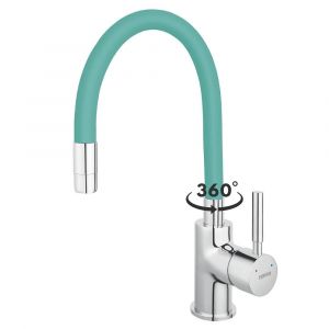Robinet mitigeur de cuisine bec Flexible ZUMBA Bleu Menthe