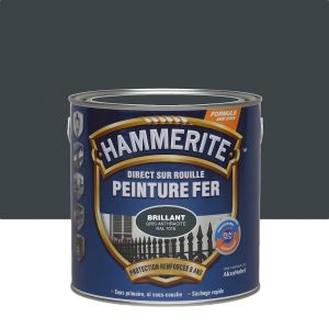 Peinture fer Hammerite Direct sur Rouille Brillant Gris Anthracite 2,5