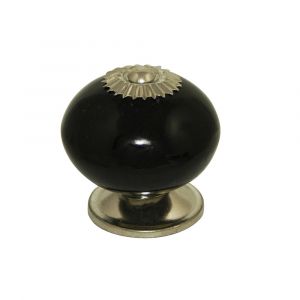 Bouton - C&eacute;ramique nickel - Noir - Lot de 4 pi&egrave;ces - 40mm