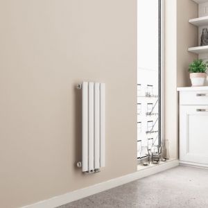 EMKE Radiateur eau chaude en acier Tube Rond Radiateur Mural Blanc 60x24cm 166W Seule Couche