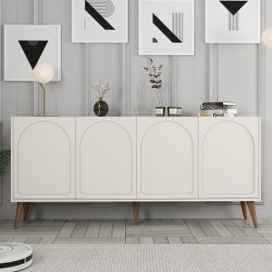 Buffet 4 portes design arrondi crème 180x81cm LISTER