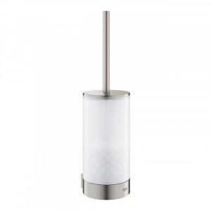 Grohe Selection Porte-balais de WC mural en en verre et métal avec fixations cachées, Supersteel (41076DC0)