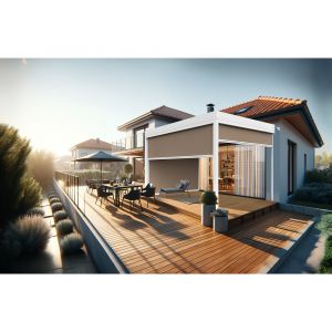 Coffre à coulisses pour pergola HELY 4,00x2,50m (Taupe - Blanc)