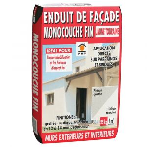 Enduit de façade - Monocouche fin - Jaune tourraine - 25kg