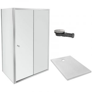 Receveur douche Ipso 100x80 + paroi coulissante angle + bonde